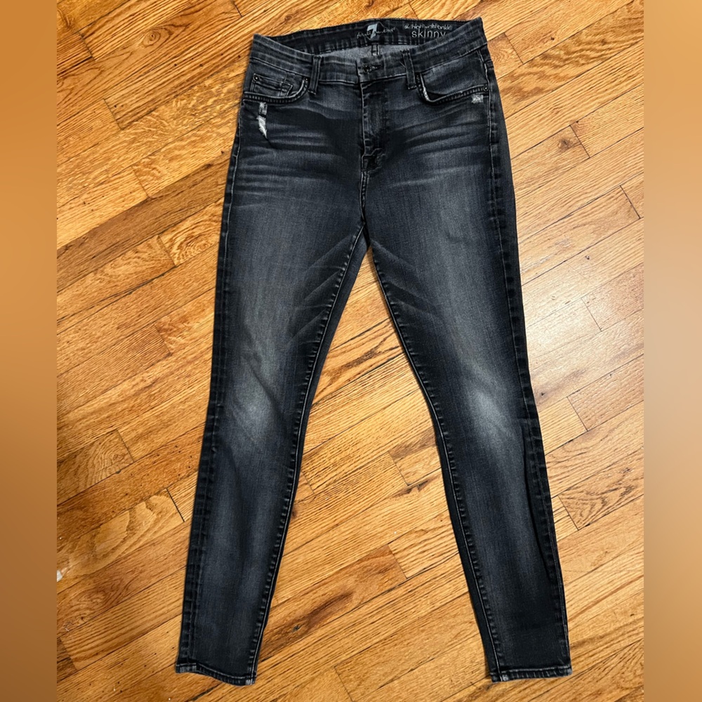 7 For All Mankind charcoal faded skinny jeans